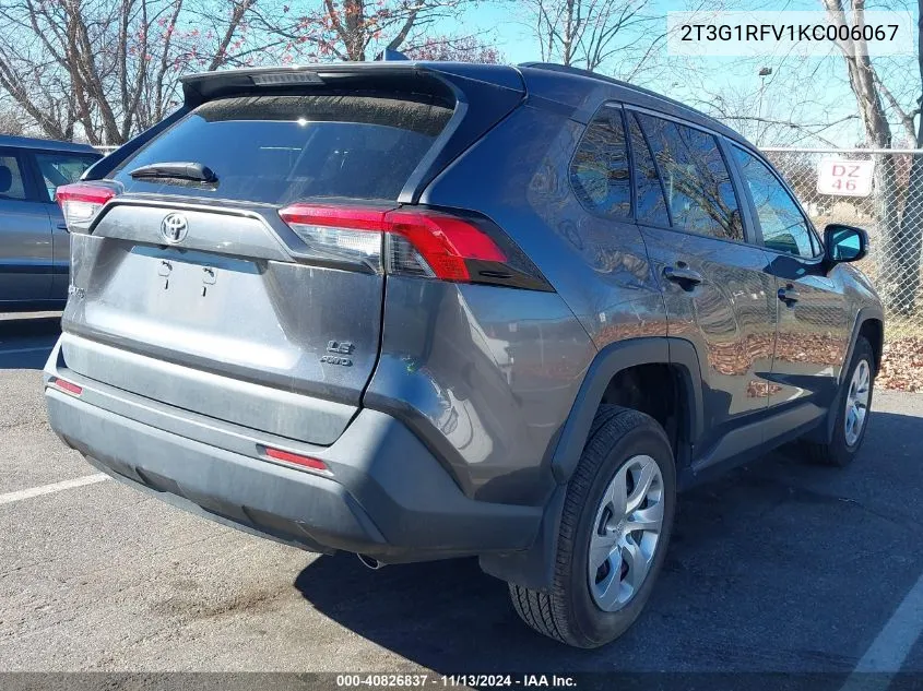 2019 Toyota Rav4 Le VIN: 2T3G1RFV1KC006067 Lot: 40826837