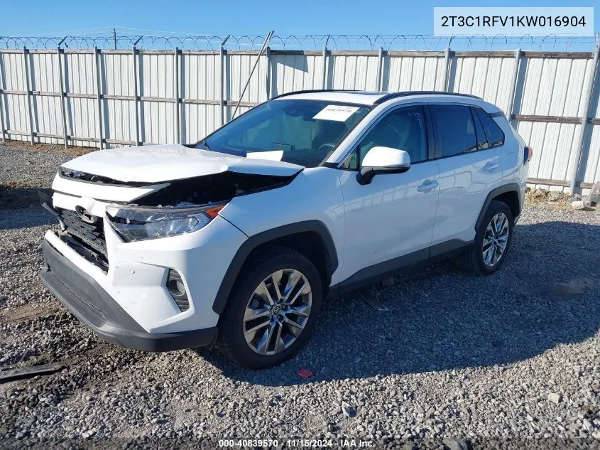 2019 Toyota Rav4 Xle Premium VIN: 2T3C1RFV1KW016904 Lot: 40839570