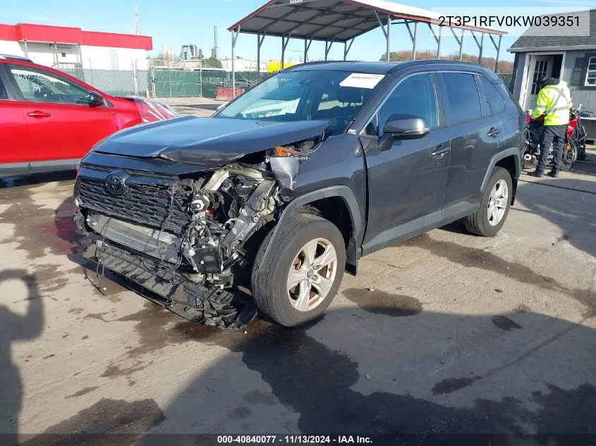 2019 Toyota Rav4 Xle VIN: 2T3P1RFV0KW039351 Lot: 40840077