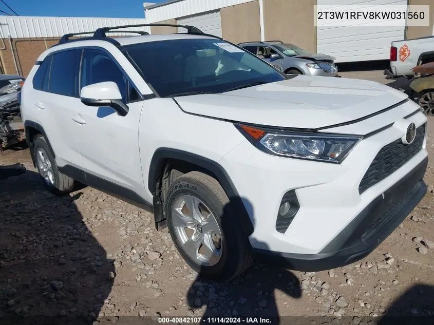 2019 Toyota Rav4 Xle VIN: 2T3W1RFV8KW031560 Lot: 40842107