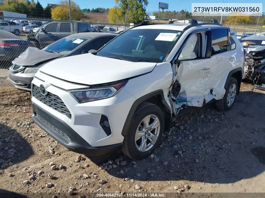 2019 Toyota Rav4 Xle VIN: 2T3W1RFV8KW031560 Lot: 40842107