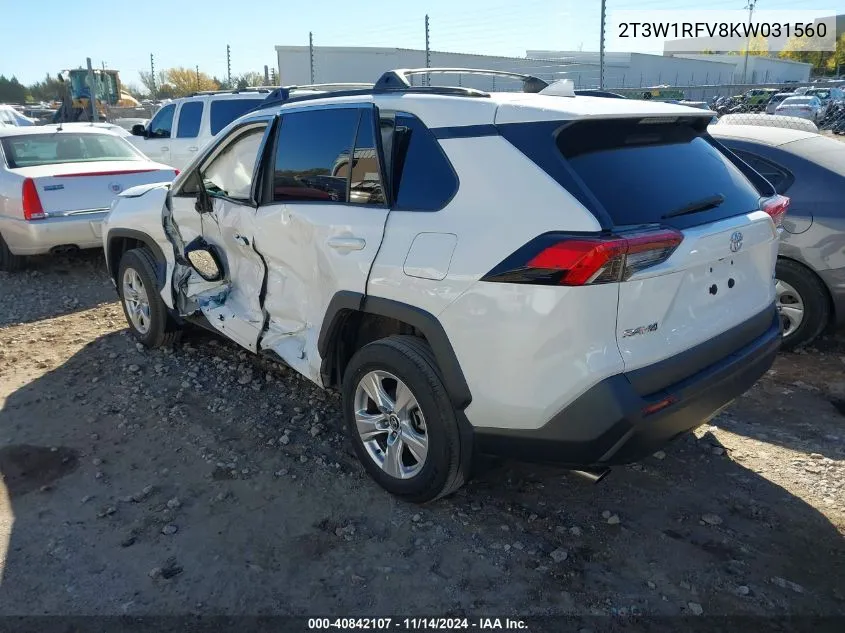 2019 Toyota Rav4 Xle VIN: 2T3W1RFV8KW031560 Lot: 40842107