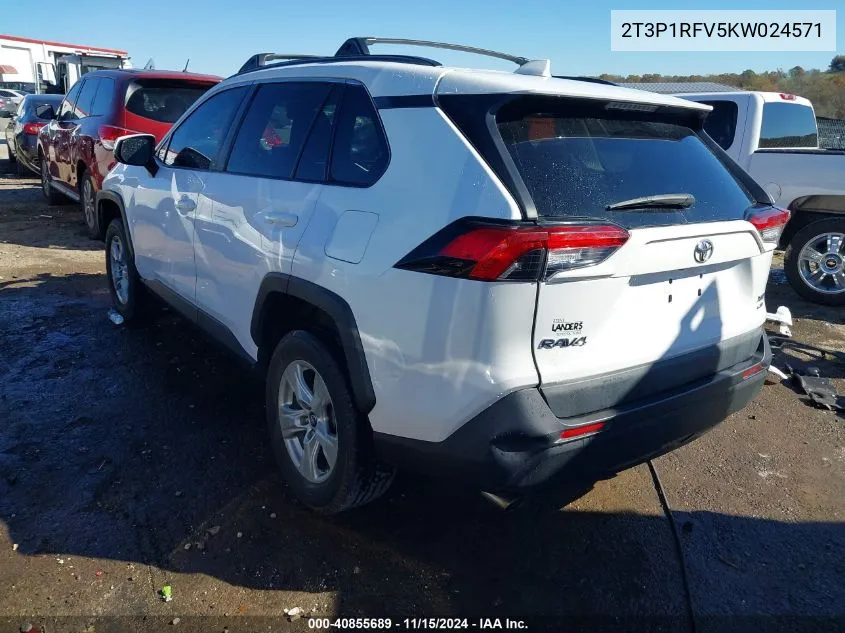 2019 Toyota Rav4 Xle VIN: 2T3P1RFV5KW024571 Lot: 40855689