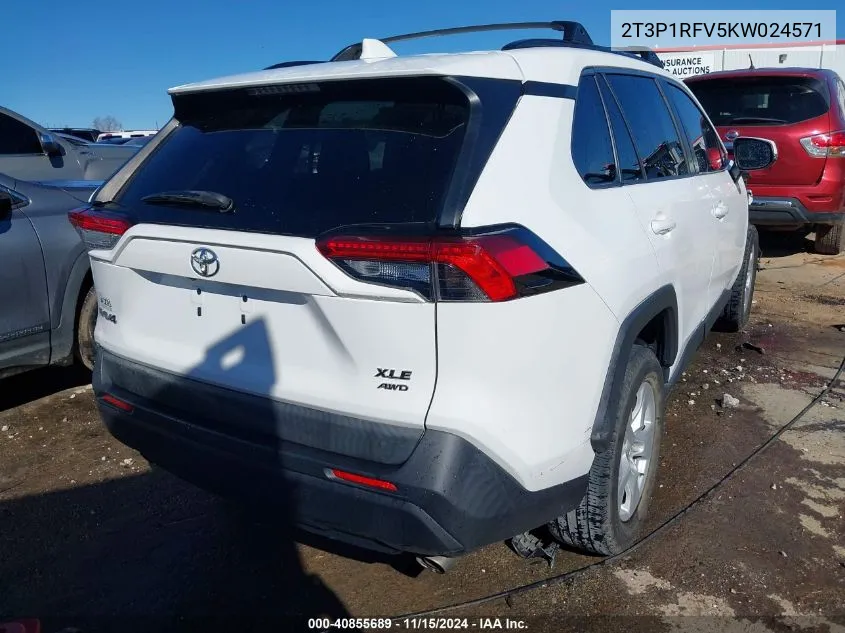 2019 Toyota Rav4 Xle VIN: 2T3P1RFV5KW024571 Lot: 40855689