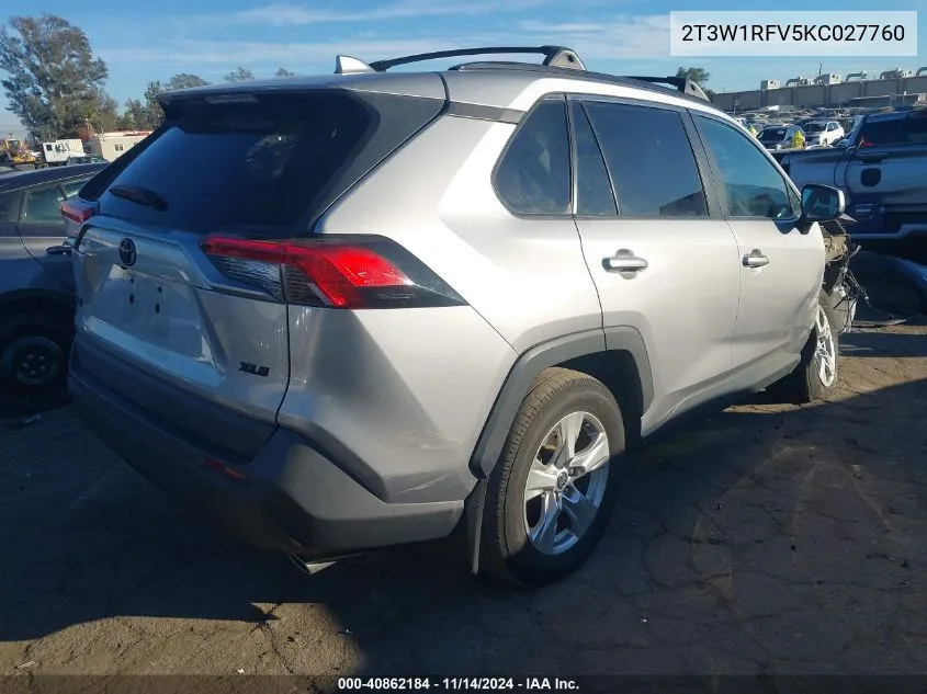 2019 Toyota Rav4 Xle VIN: 2T3W1RFV5KC027760 Lot: 40862184