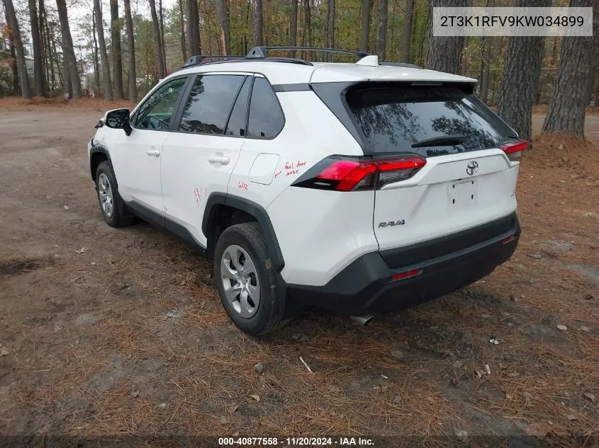 2019 Toyota Rav4 Le VIN: 2T3K1RFV9KW034899 Lot: 40877558