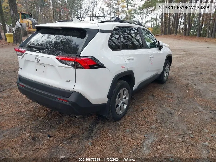 2019 Toyota Rav4 Le VIN: 2T3K1RFV9KW034899 Lot: 40877558