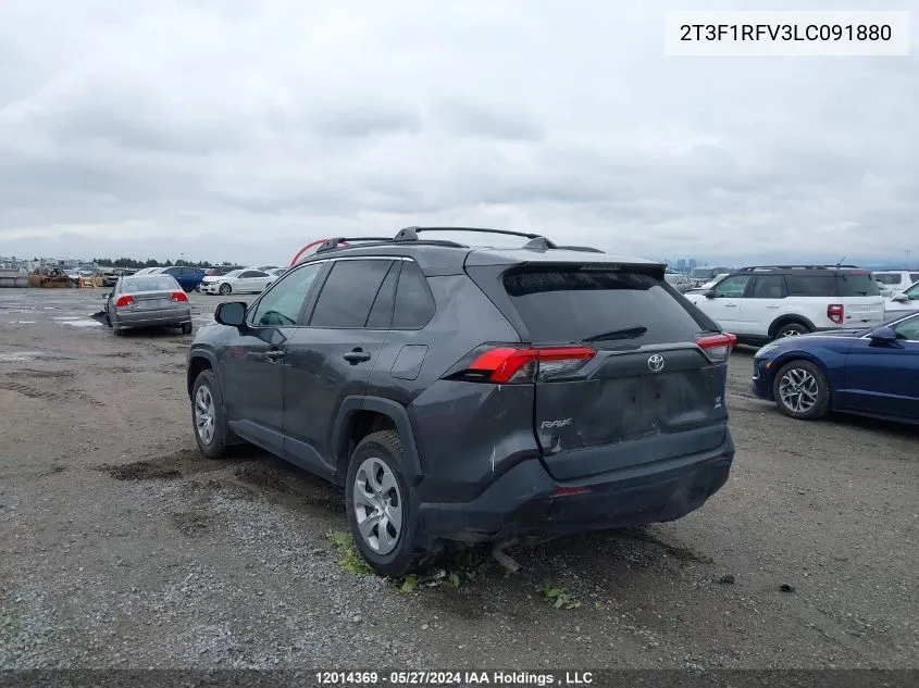 2020 Toyota Rav4 Le VIN: 2T3F1RFV3LC091880 Lot: 12014369