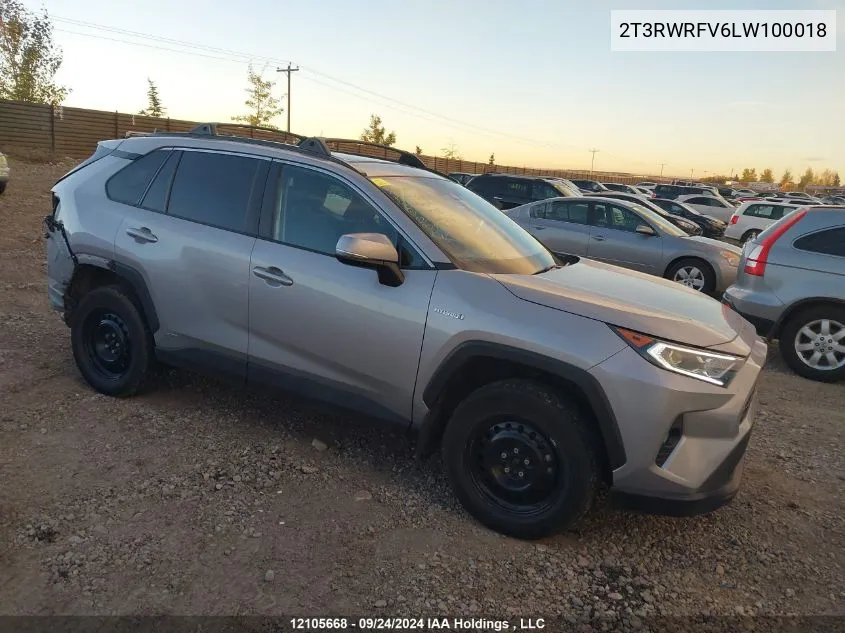 2020 Toyota Rav4 Hybrid Xle VIN: 2T3RWRFV6LW100018 Lot: 12105668