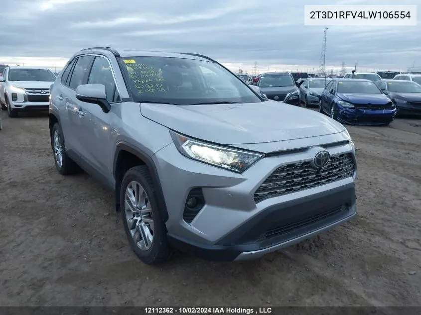 2020 Toyota Rav4 Limited VIN: 2T3D1RFV4LW106554 Lot: 12112362