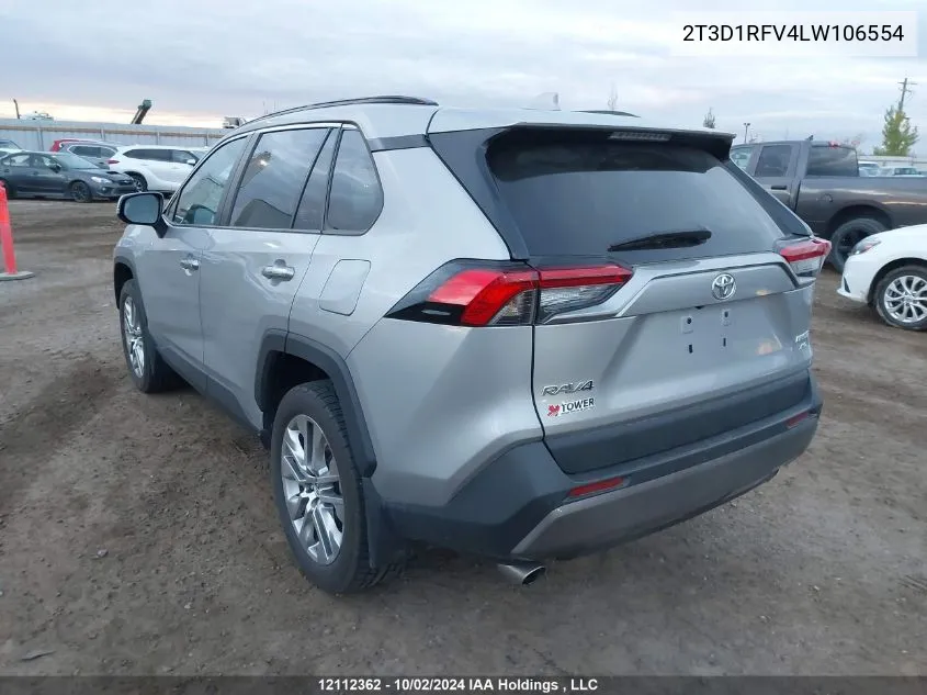 2020 Toyota Rav4 Limited VIN: 2T3D1RFV4LW106554 Lot: 12112362