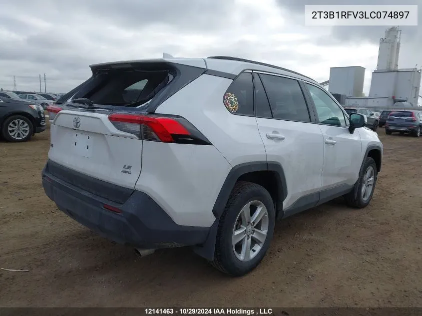 2020 Toyota Rav4 Le VIN: 2T3B1RFV3LC074897 Lot: 12141463