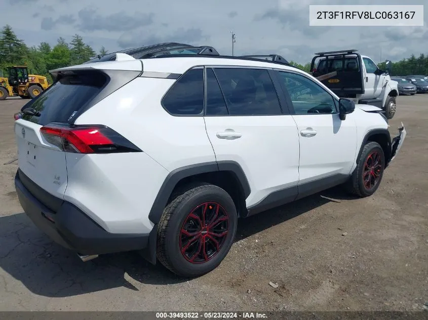 2020 Toyota Rav4 Le VIN: 2T3F1RFV8LC063167 Lot: 39493522