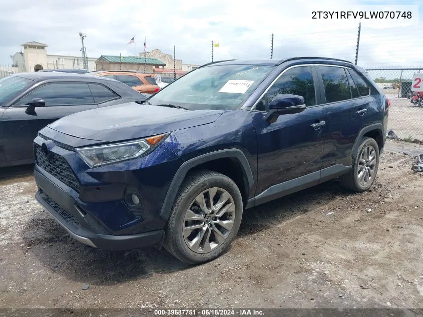 2020 Toyota Rav4 Limited VIN: 2T3Y1RFV9LW070748 Lot: 39687751