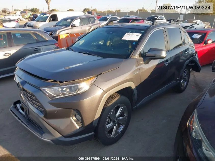 2020 Toyota Rav4 Hybrid Limited VIN: 2T3DWRFV1LW059324 Lot: 39987599