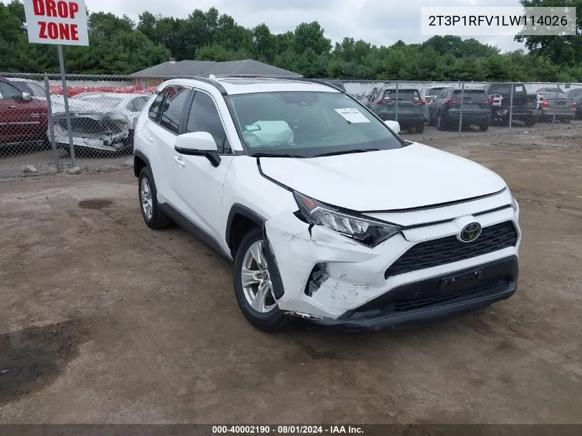 2020 Toyota Rav4 Xle VIN: 2T3P1RFV1LW114026 Lot: 40002190