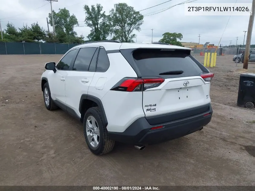 2020 Toyota Rav4 Xle VIN: 2T3P1RFV1LW114026 Lot: 40002190