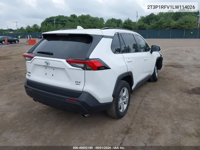 2020 Toyota Rav4 Xle VIN: 2T3P1RFV1LW114026 Lot: 40002190