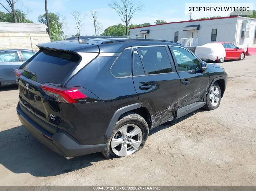 2020 Toyota Rav4 Xle VIN: 2T3P1RFV7LW111230 Lot: 40012870