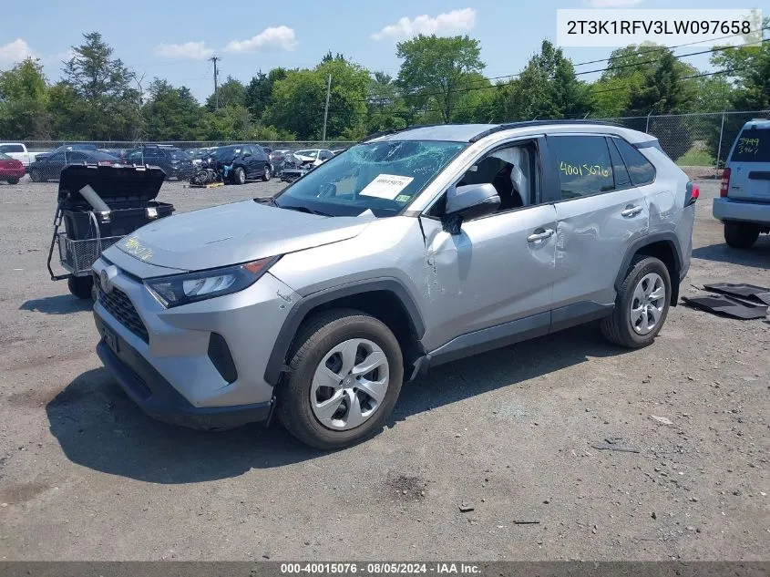 2020 Toyota Rav4 Le VIN: 2T3K1RFV3LW097658 Lot: 40015076