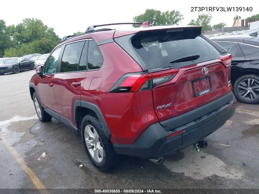 2020 Toyota Rav4 Xle VIN: 2T3P1RFV3LW139140 Lot: 40035655