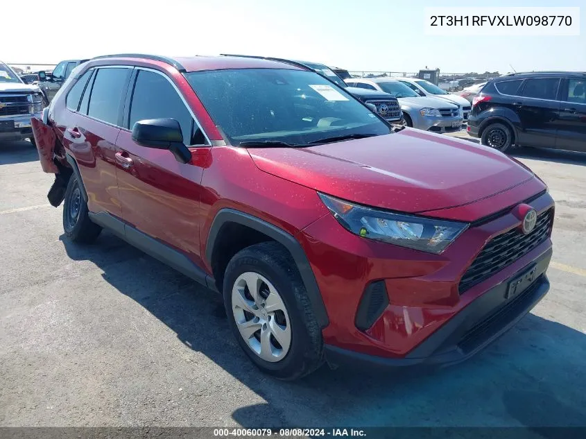 2020 Toyota Rav4 Le VIN: 2T3H1RFVXLW098770 Lot: 40060079