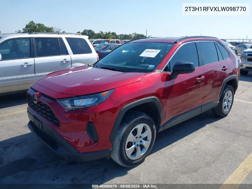 2020 Toyota Rav4 Le VIN: 2T3H1RFVXLW098770 Lot: 40060079