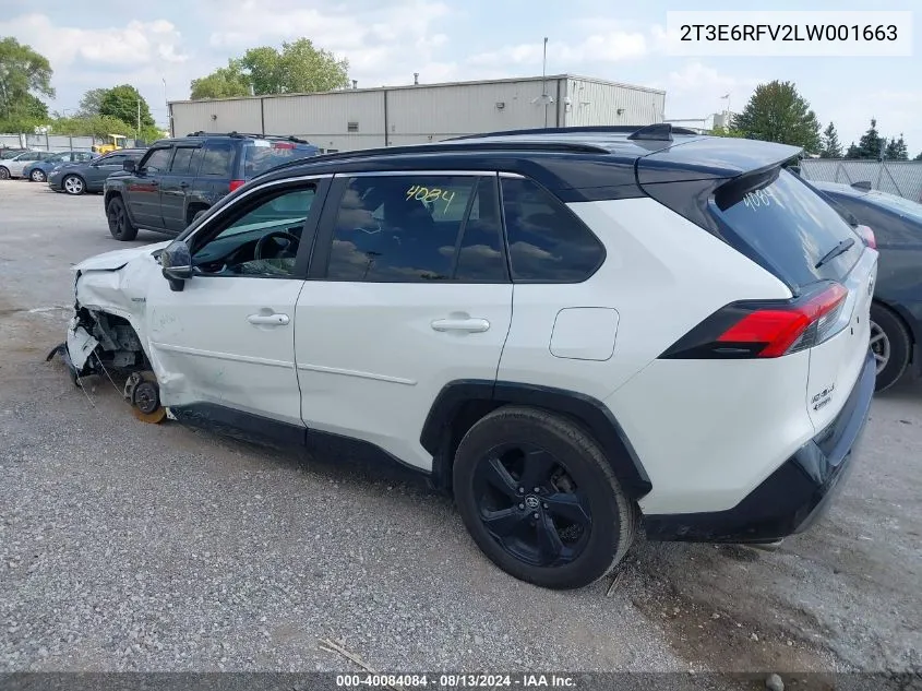 2020 Toyota Rav4 Hybrid Xse VIN: 2T3E6RFV2LW001663 Lot: 40084084