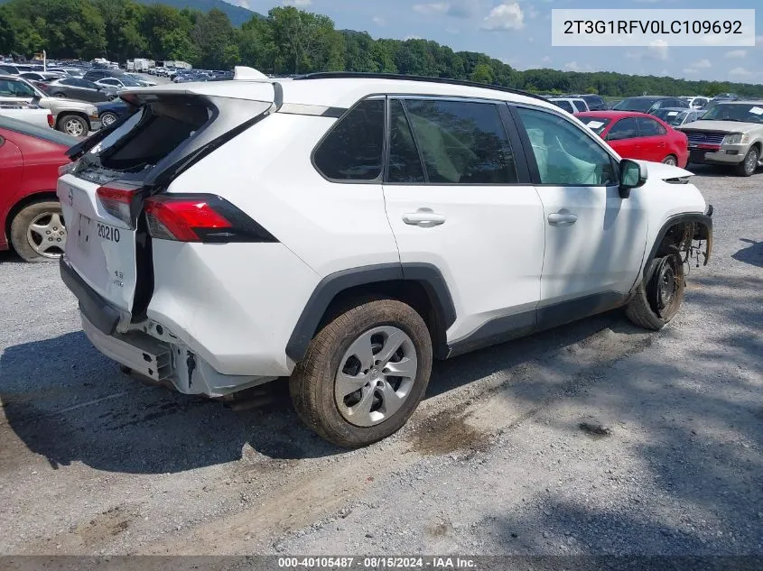 2020 Toyota Rav4 Le VIN: 2T3G1RFV0LC109692 Lot: 40105487