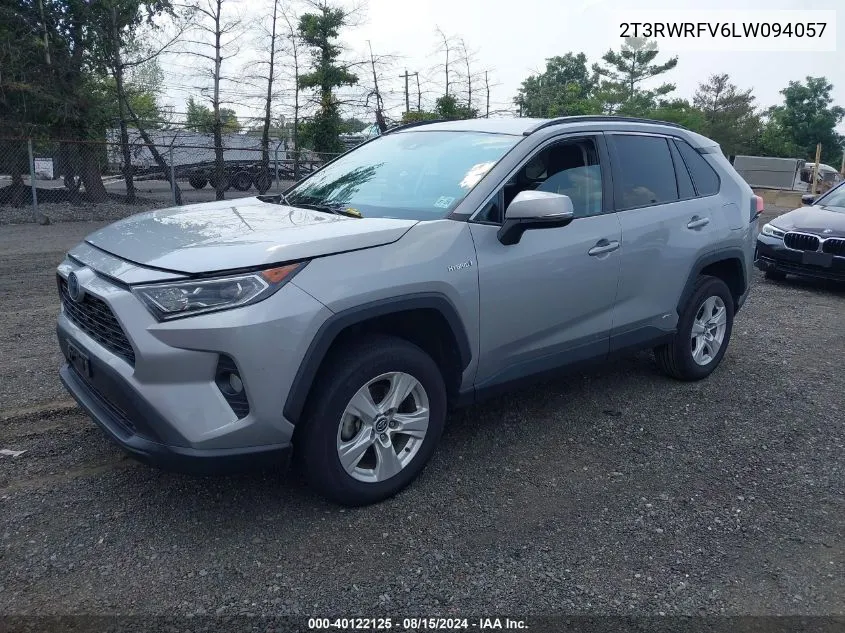 2020 Toyota Rav4 Hybrid Xle VIN: 2T3RWRFV6LW094057 Lot: 40122125