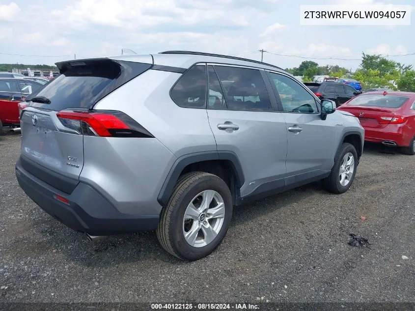 2020 Toyota Rav4 Hybrid Xle VIN: 2T3RWRFV6LW094057 Lot: 40122125