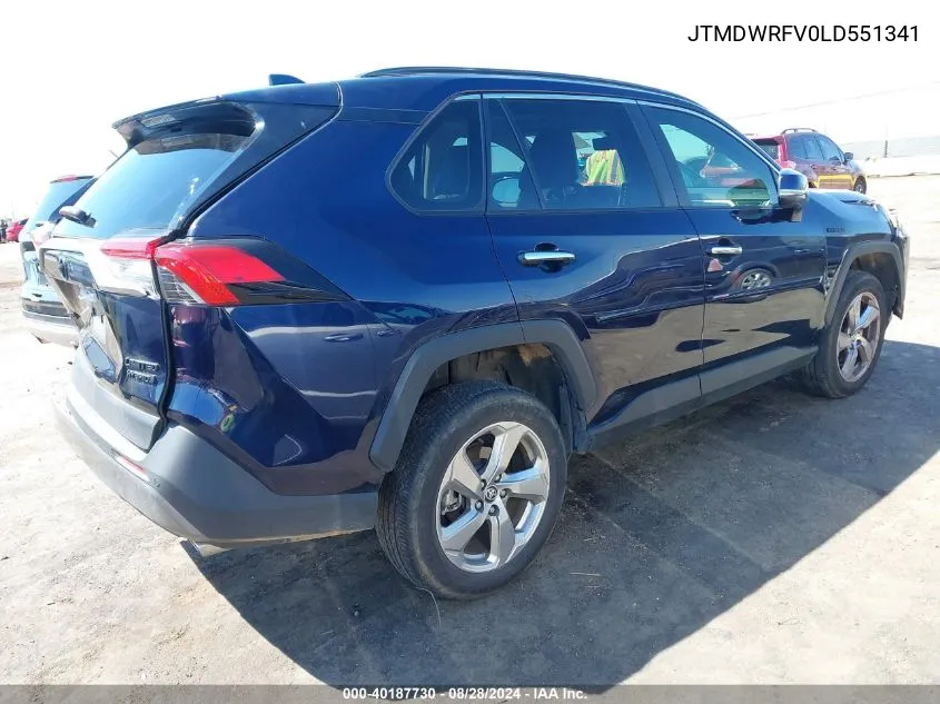 2020 Toyota Rav4 Hybrid Limited VIN: JTMDWRFV0LD551341 Lot: 40187730