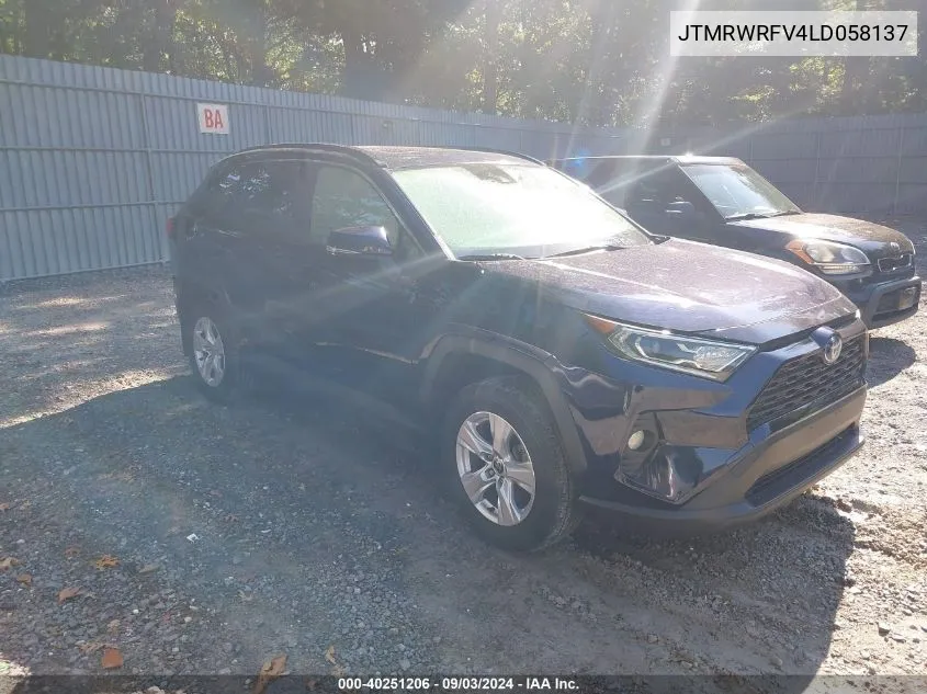 2020 Toyota Rav4 Hybrid Xle VIN: JTMRWRFV4LD058137 Lot: 40251206