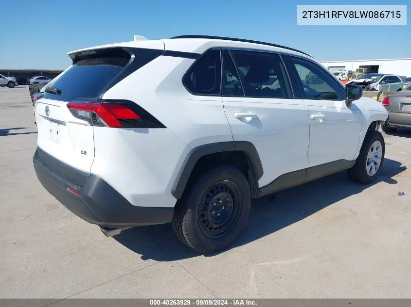 2020 Toyota Rav4 Le VIN: 2T3H1RFV8LW086715 Lot: 40263929