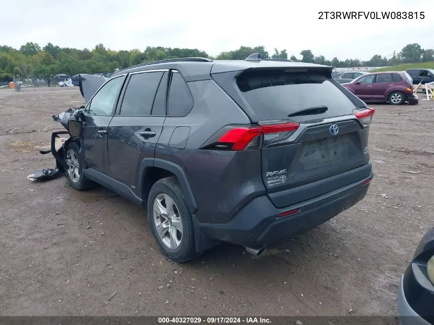 2T3RWRFV0LW083815 2020 Toyota Rav4 Hybrid Xle