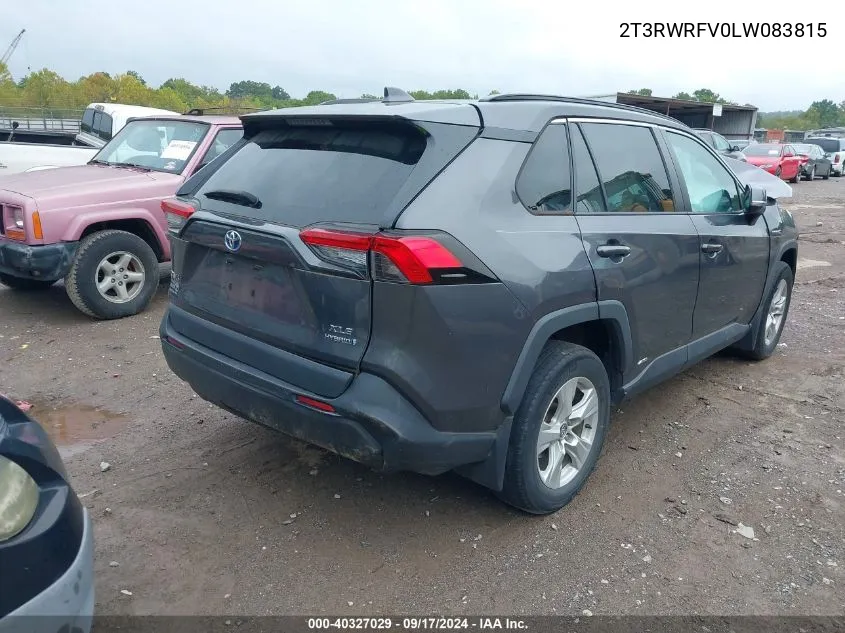 2T3RWRFV0LW083815 2020 Toyota Rav4 Hybrid Xle