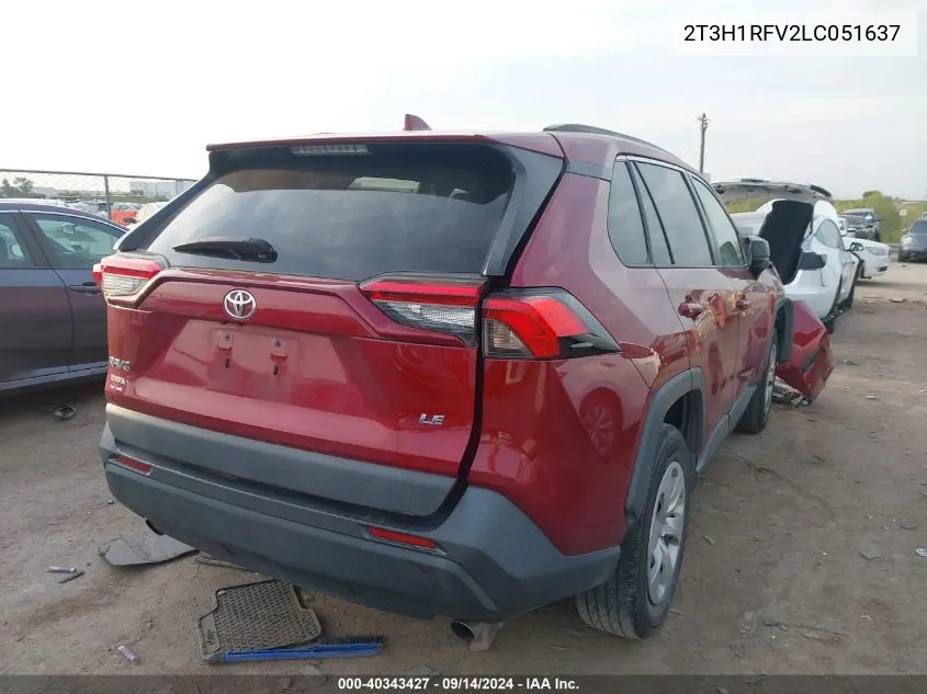 2020 Toyota Rav4 Le VIN: 2T3H1RFV2LC051637 Lot: 40343427