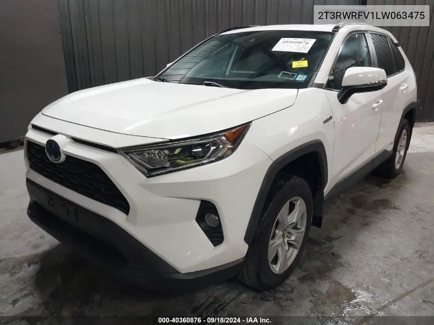 2020 Toyota Rav4 Hybrid Xle VIN: 2T3RWRFV1LW063475 Lot: 40360876