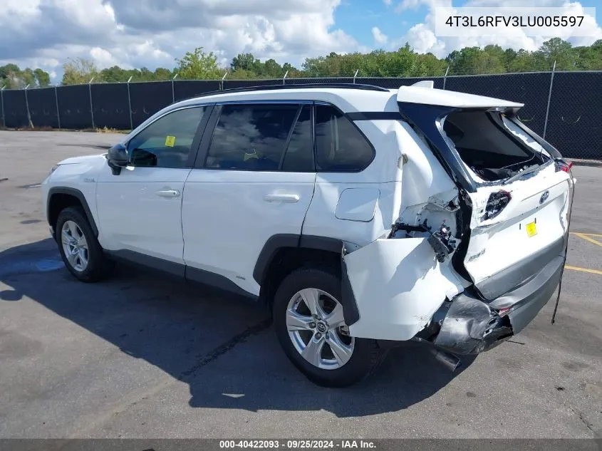 4T3L6RFV3LU005597 2020 Toyota Rav4 Hybrid Le