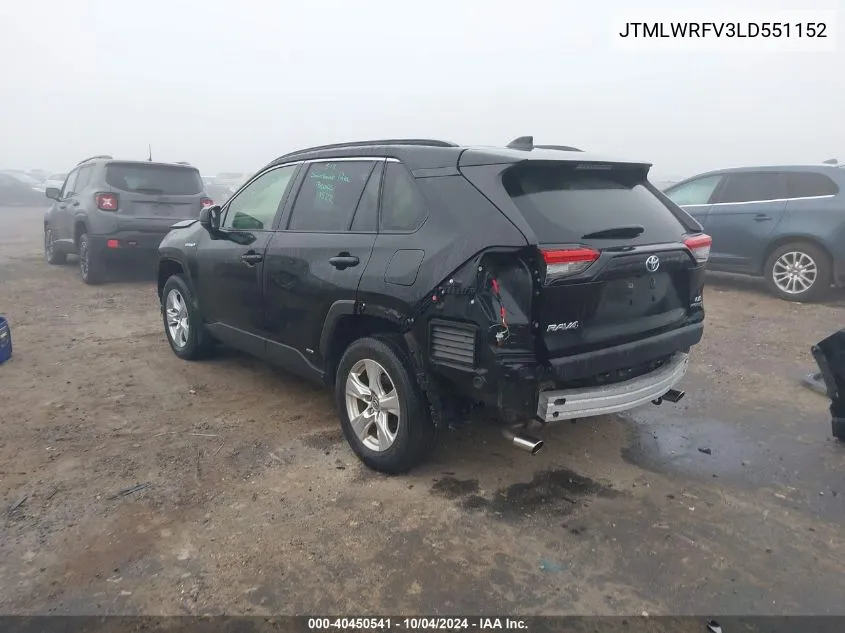 2020 Toyota Rav4 Hybrid Le VIN: JTMLWRFV3LD551152 Lot: 40450541