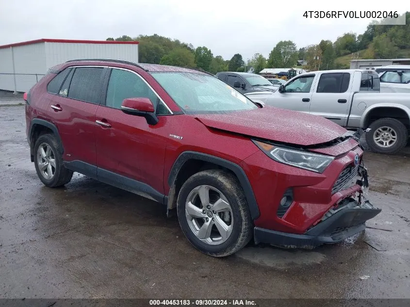 2020 Toyota Rav4 Hybrid Limited VIN: 4T3D6RFV0LU002046 Lot: 40453183