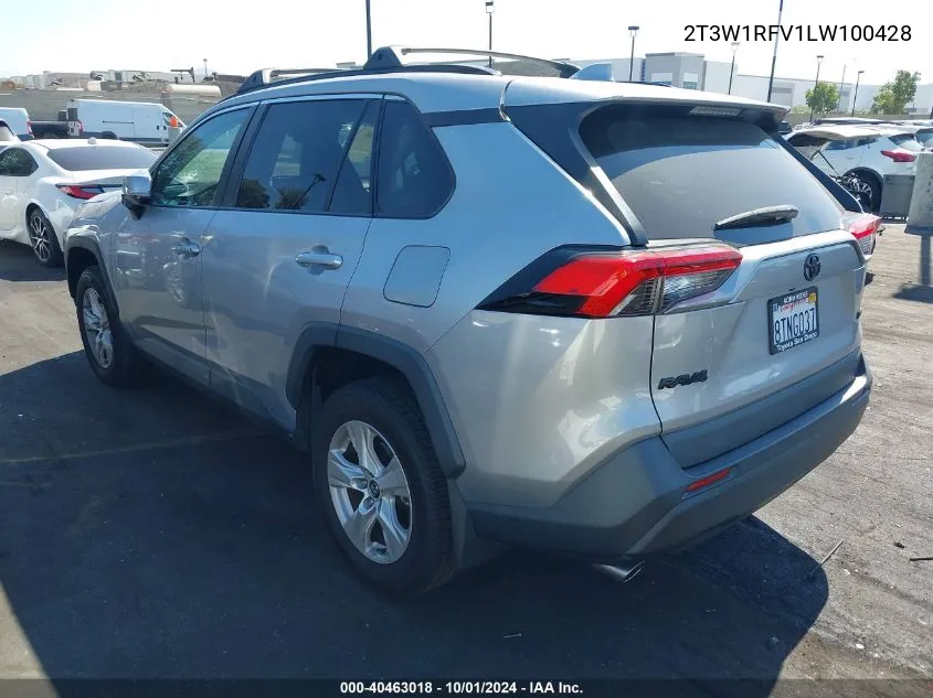 2020 Toyota Rav4 Xle VIN: 2T3W1RFV1LW100428 Lot: 40463018