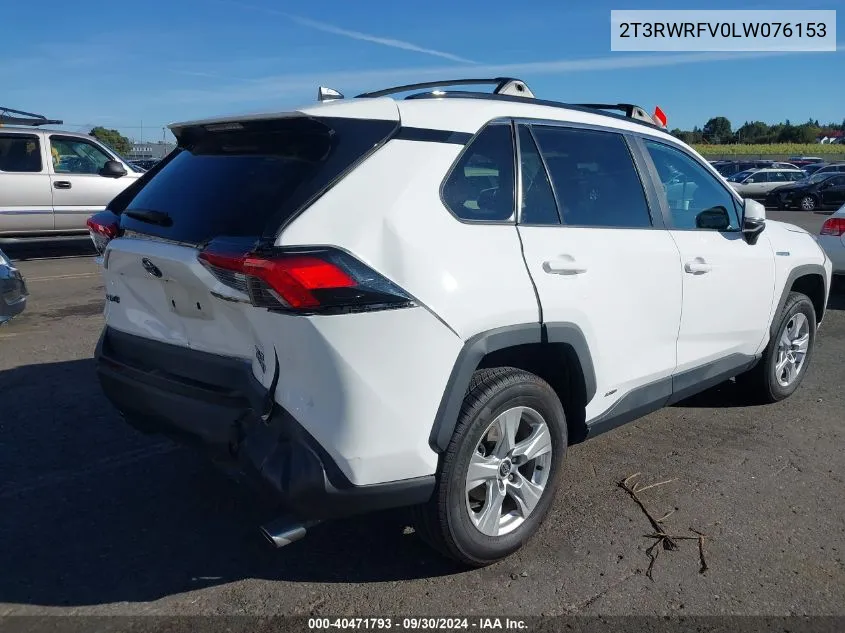 2020 Toyota Rav4 Xle/Xse VIN: 2T3RWRFV0LW076153 Lot: 40471793