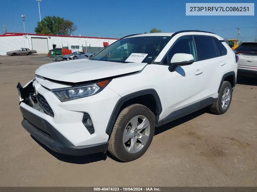 2020 Toyota Rav4 Xle VIN: 2T3P1RFV7LC086251 Lot: 40474323