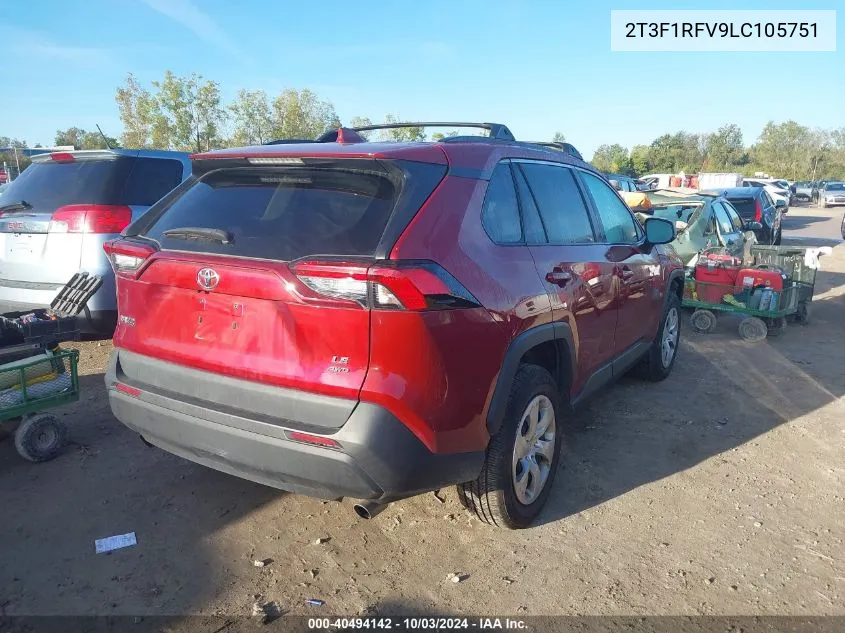 2020 Toyota Rav4 Le VIN: 2T3F1RFV9LC105751 Lot: 40494142