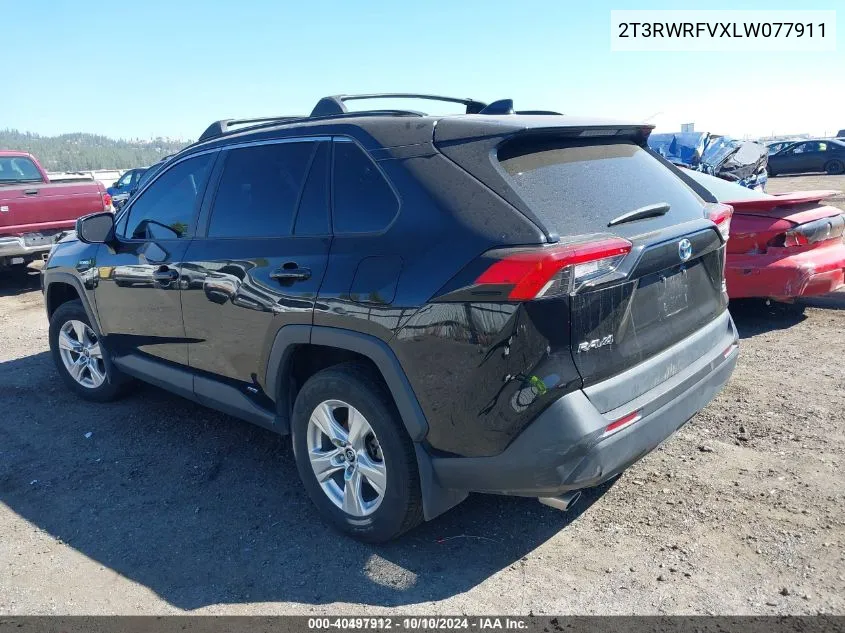 2020 Toyota Rav4 Hybrid Xle VIN: 2T3RWRFVXLW077911 Lot: 40497912