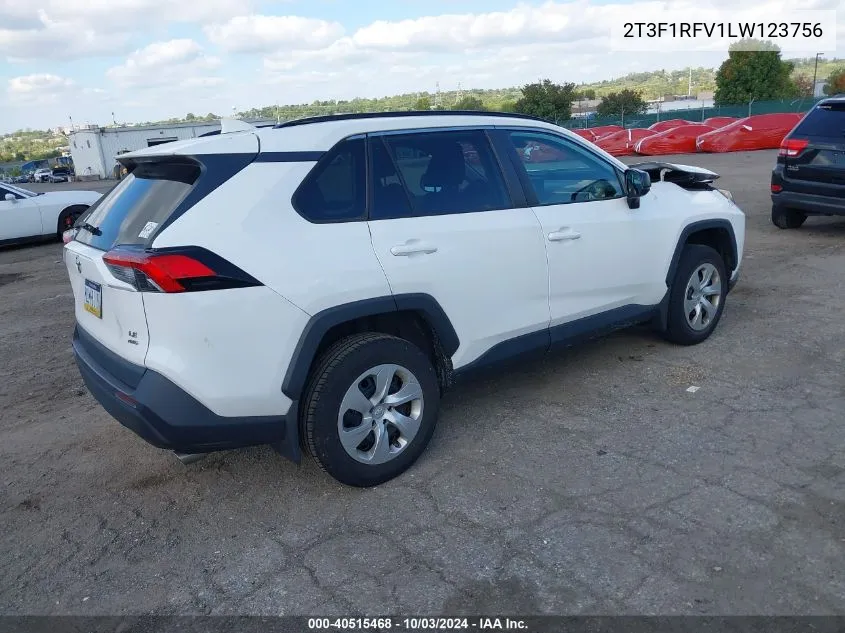 2020 Toyota Rav4 Le VIN: 2T3F1RFV1LW123756 Lot: 40515468