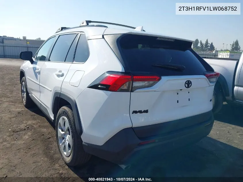 2020 Toyota Rav4 Le VIN: 2T3H1RFV1LW068752 Lot: 40521943