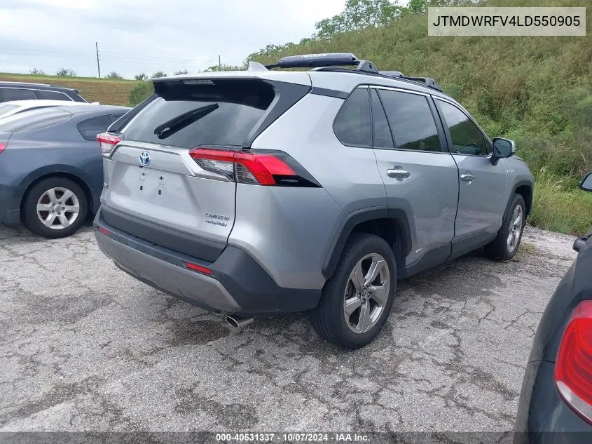 2020 Toyota Rav4 Limited VIN: JTMDWRFV4LD550905 Lot: 40531337