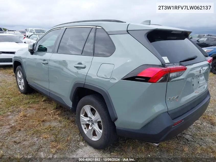 2020 Toyota Rav4 Xle/Xle Premium VIN: 2T3W1RFV7LW062137 Lot: 40531582